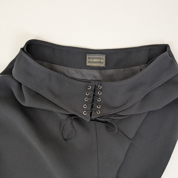 Louben Black Maxi Skirt Tailored Belt Tied Corset Thick Flared - Picture 4 of 10